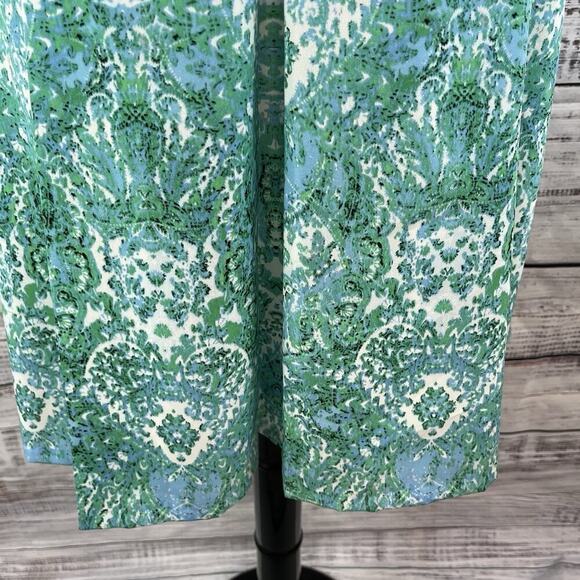 The Limited Skirt size 14 Blue Green Paisley Boho Knee A Line Pleated Modest - Picture 4 of 7